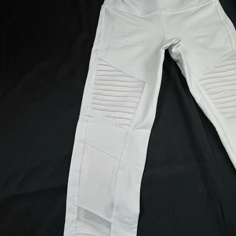 Alo Yoga Leggings Womens Small White Moto High Waist Mesh Panel Pants Activewear